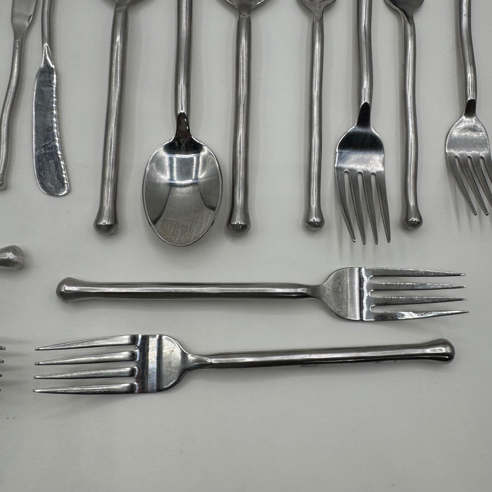 Gourmet Settings Treble Clef 18/10 Stainless Flatware Set 25 Piece Hand Forged - Picture 5 of 13